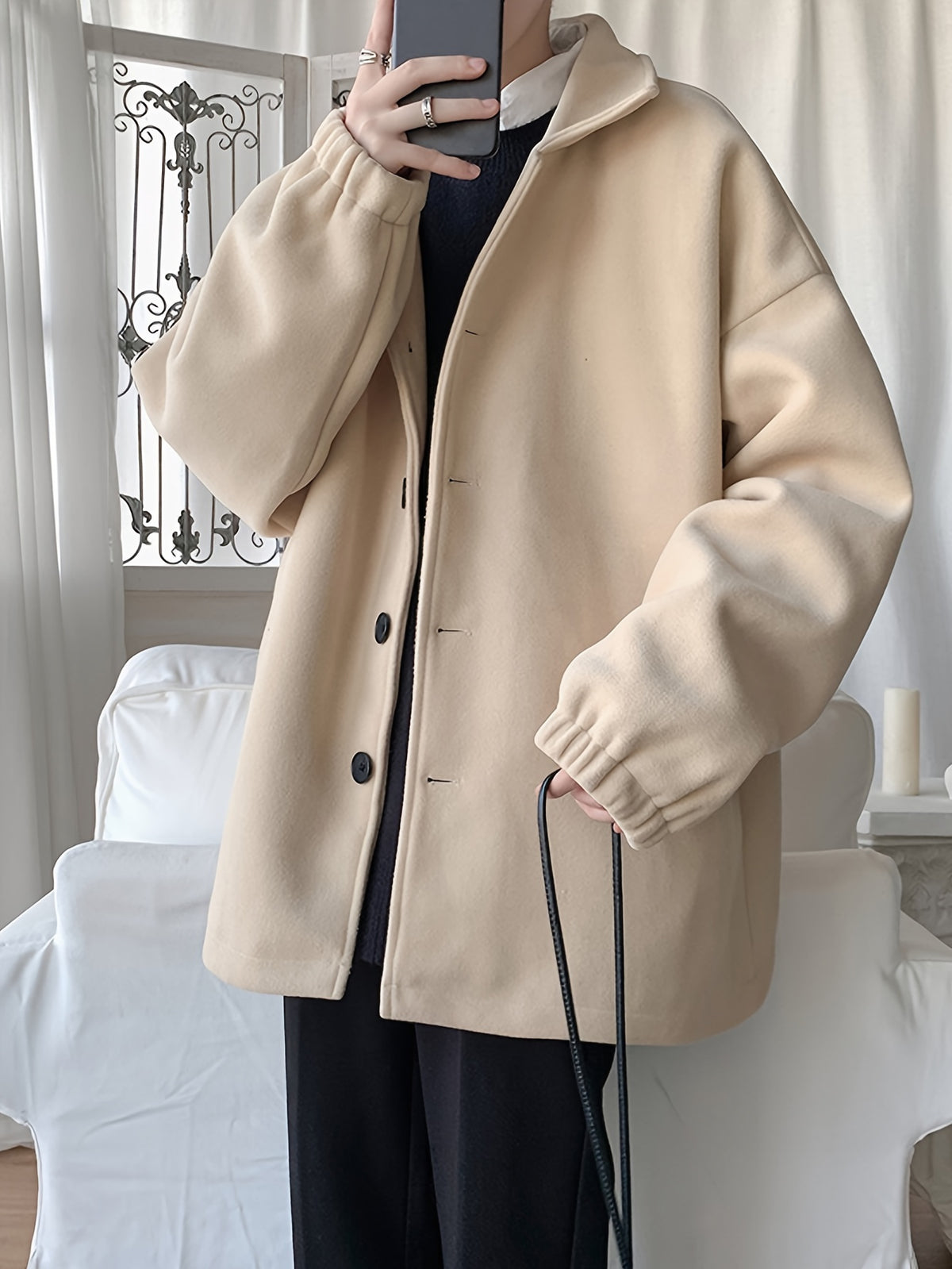 Veste pour homme, à revers, abricot