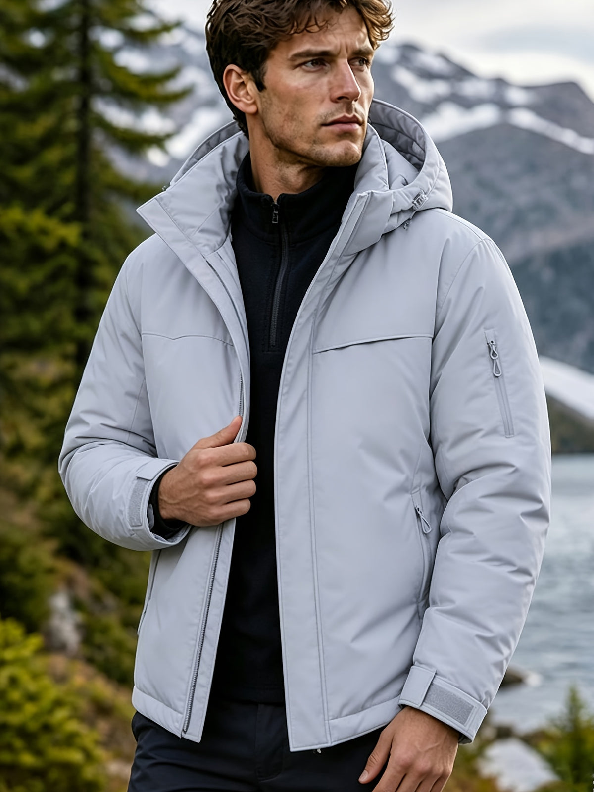 Veste pour homme, à capuche, gris de yinchuan
