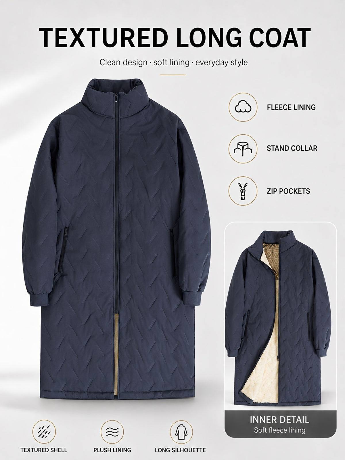 Parka pour homme, à col montant