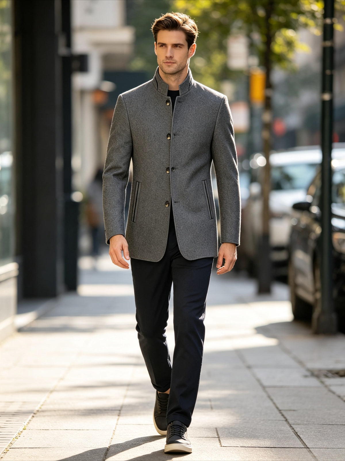 Veste en laine pour homme, 30 % laine, coupe-vent