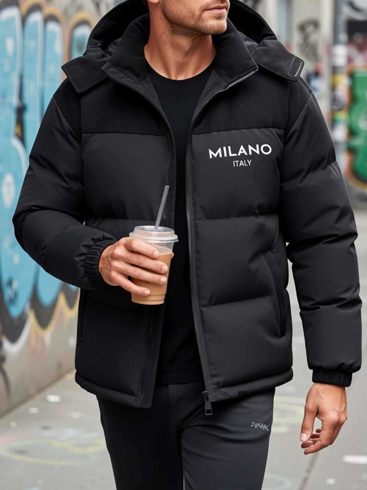 Veste pour homme, capuche amovible, bleu clair