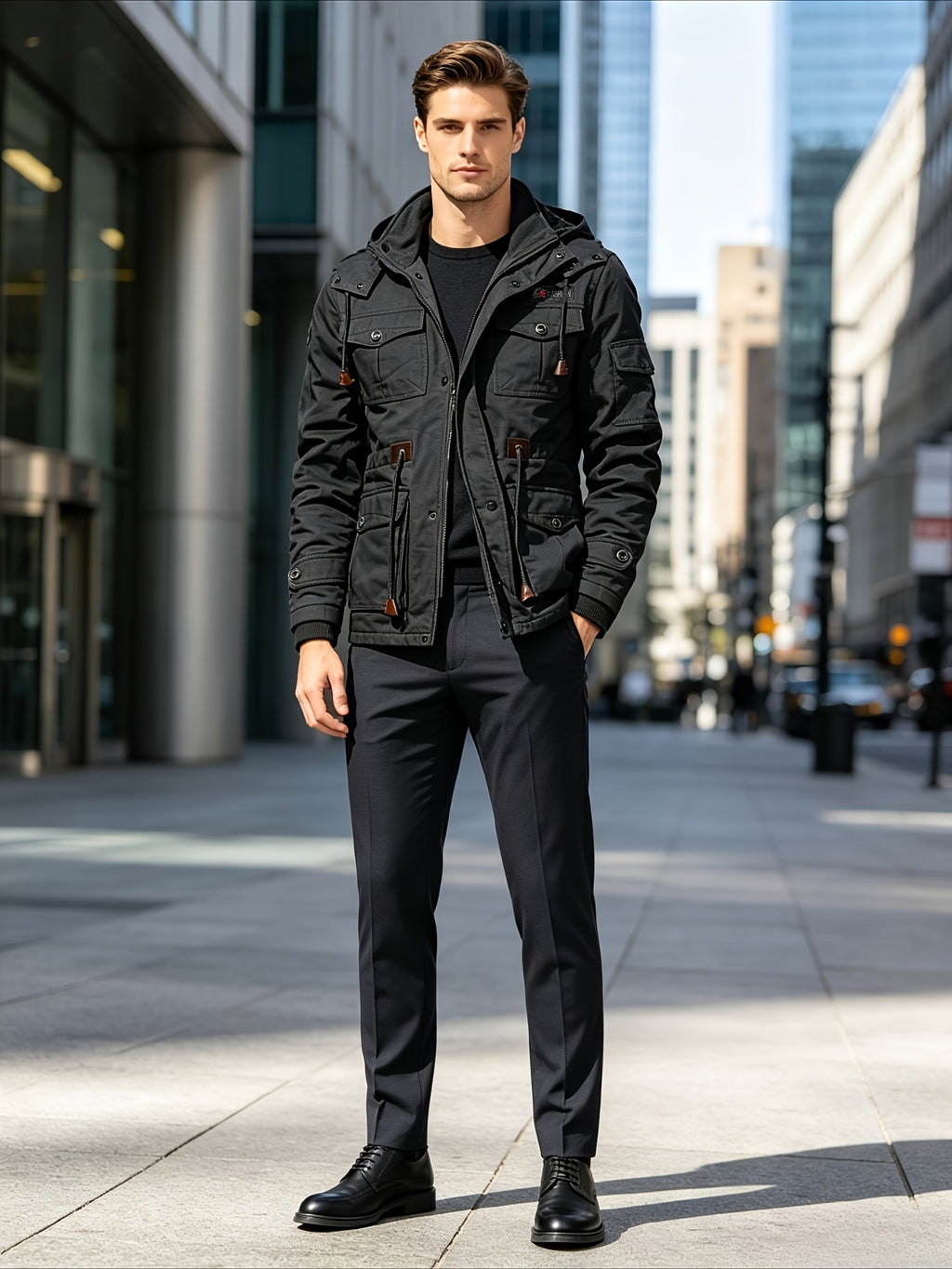 Veste pour homme, à revers, noir