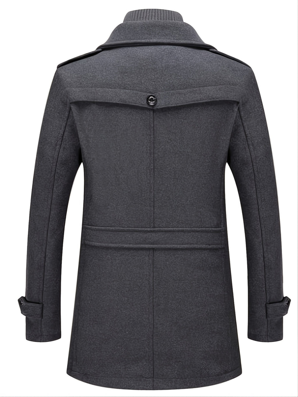 Manteau mi-long en laine pour homme, double col, fermeture éclair