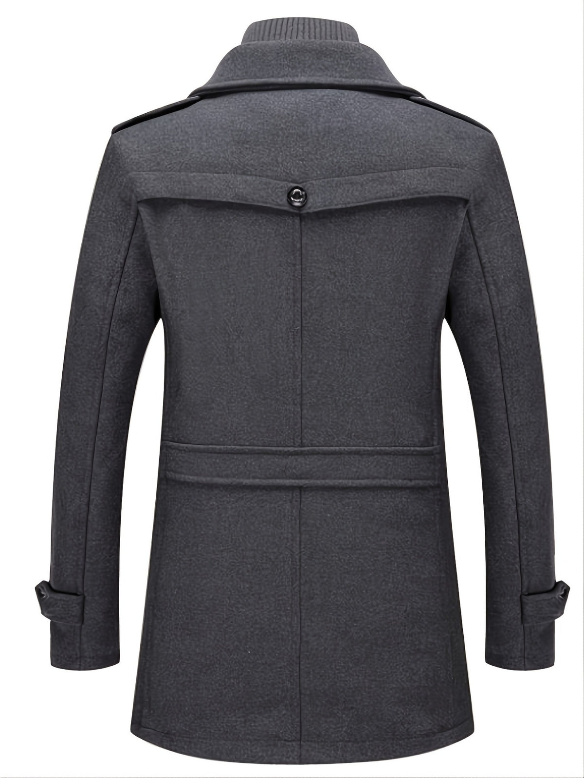 Manteau mi-long en laine pour homme, double col, fermeture éclair
