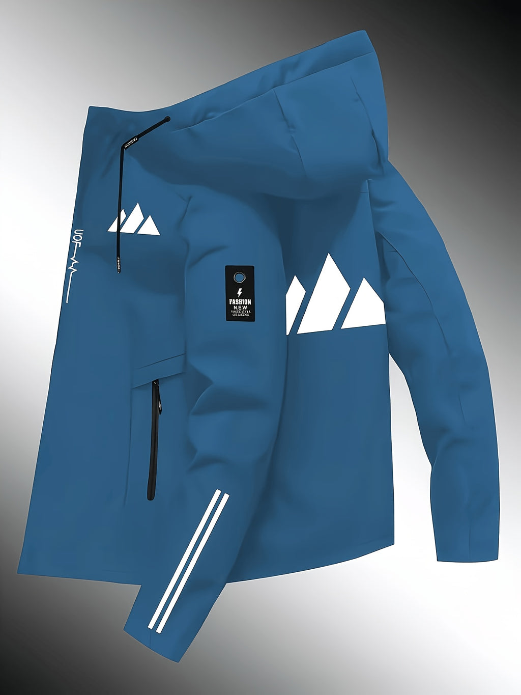 Veste pour homme, coupe-vent, à capuche, paon bleu