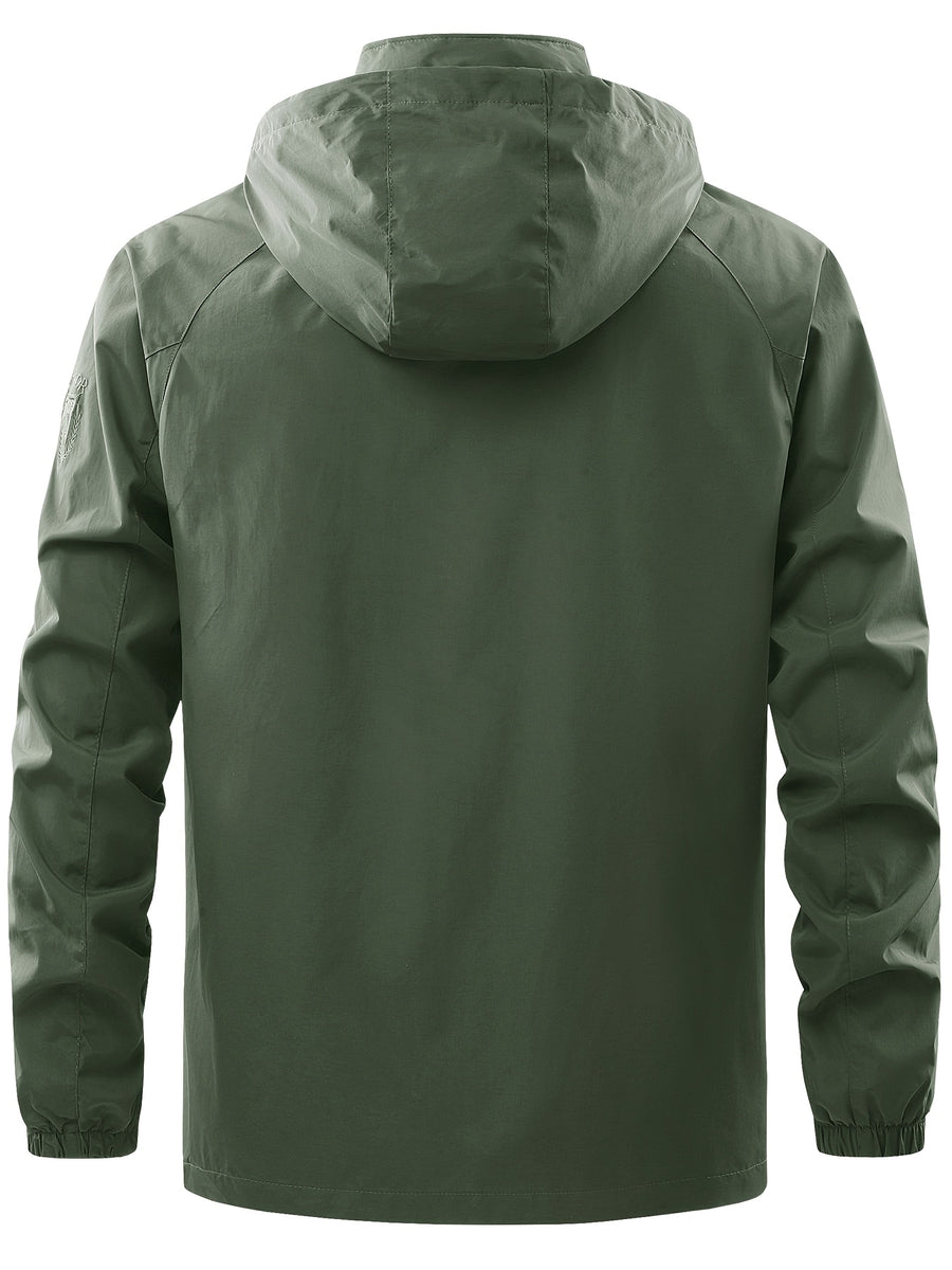 Veste longue, coupe-vent, à capuche, bleu marine, photo 5
