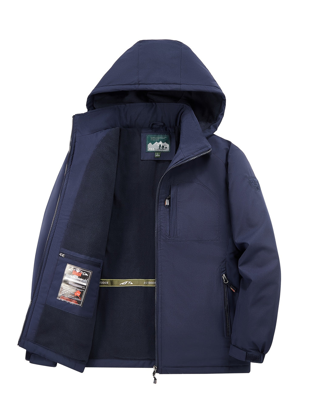 Veste pour homme, polaire, à capuche, kaki