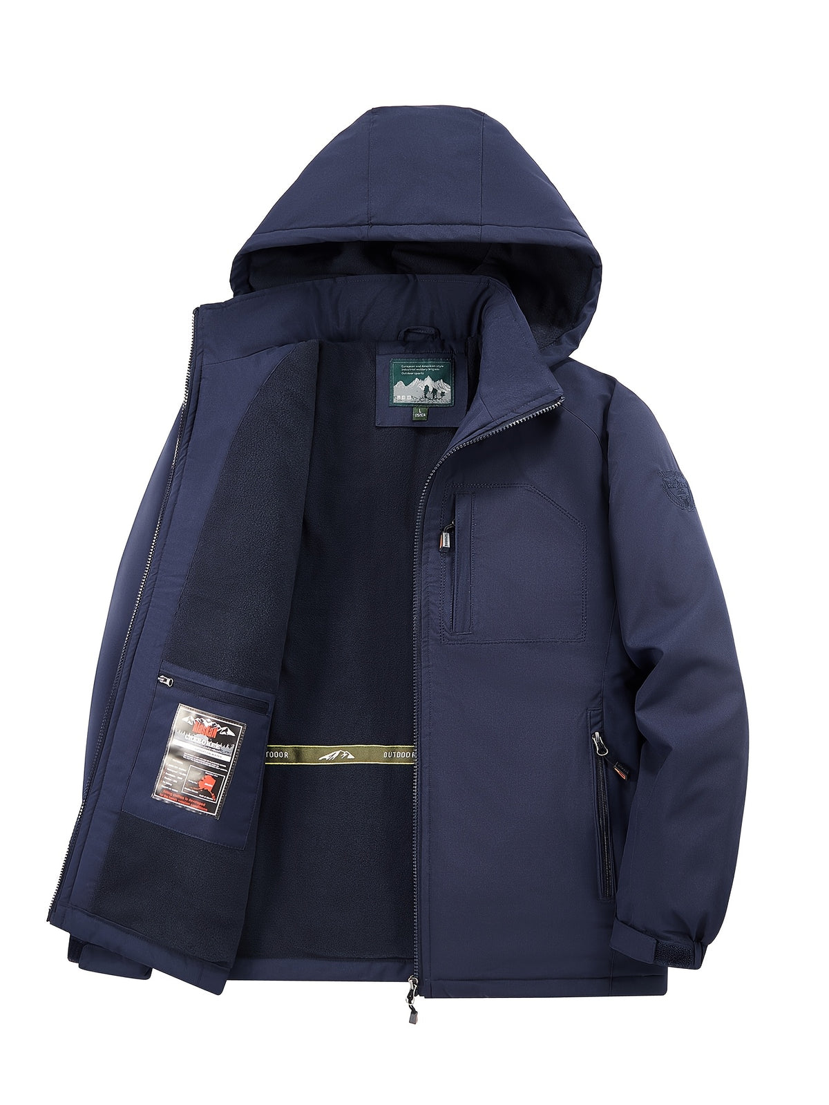 Veste pour homme, polaire, à capuche, kaki