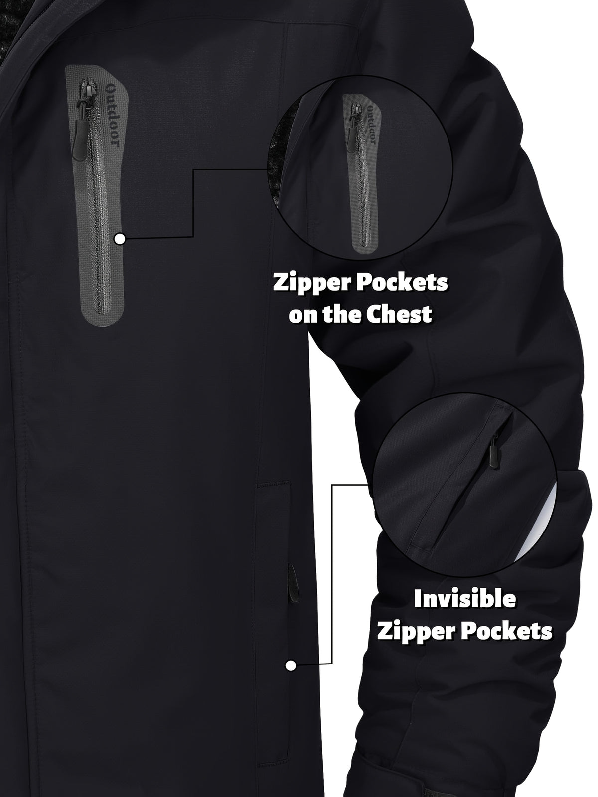 Veste pour homme, capuche amovible, vert militaire