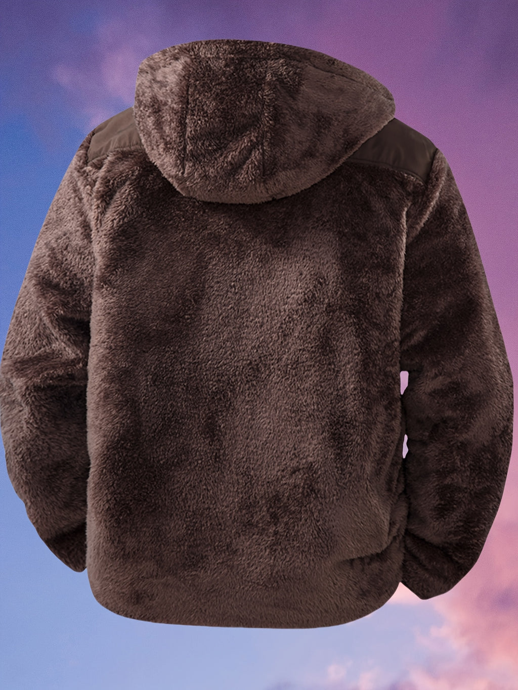 Veste en fausse fourrure pour homme, à capuche, kaki