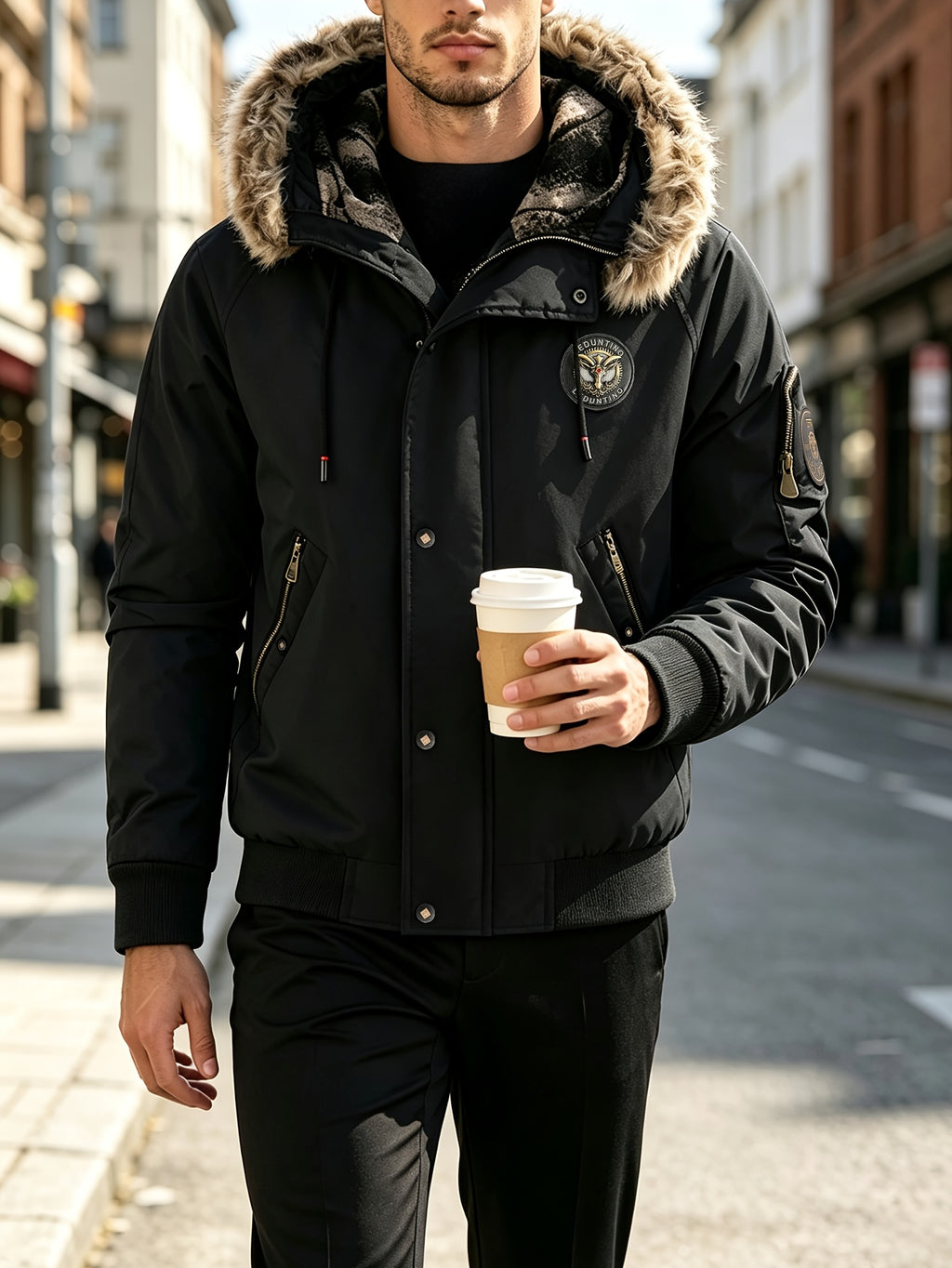 Veste pour homme, à capuche, vert foncé