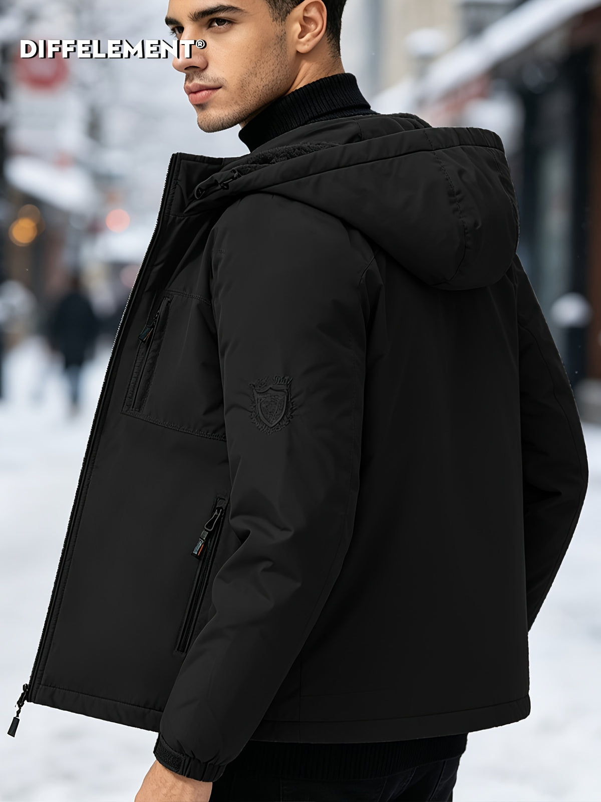 Veste pour homme, coupe-vent, à capuche, vert fougère