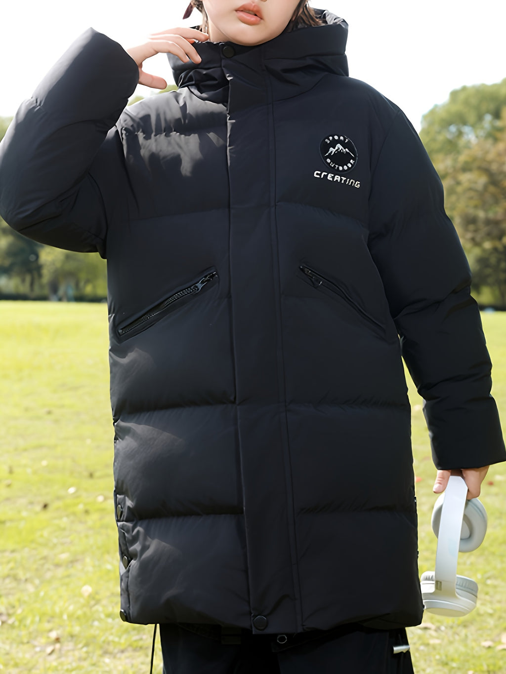 Veste long pour homme, à capuche, beige