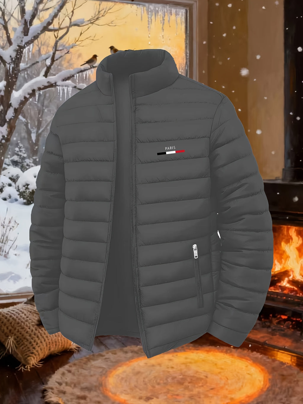 Veste matelassée pour homme, à col montant, bleu ciel