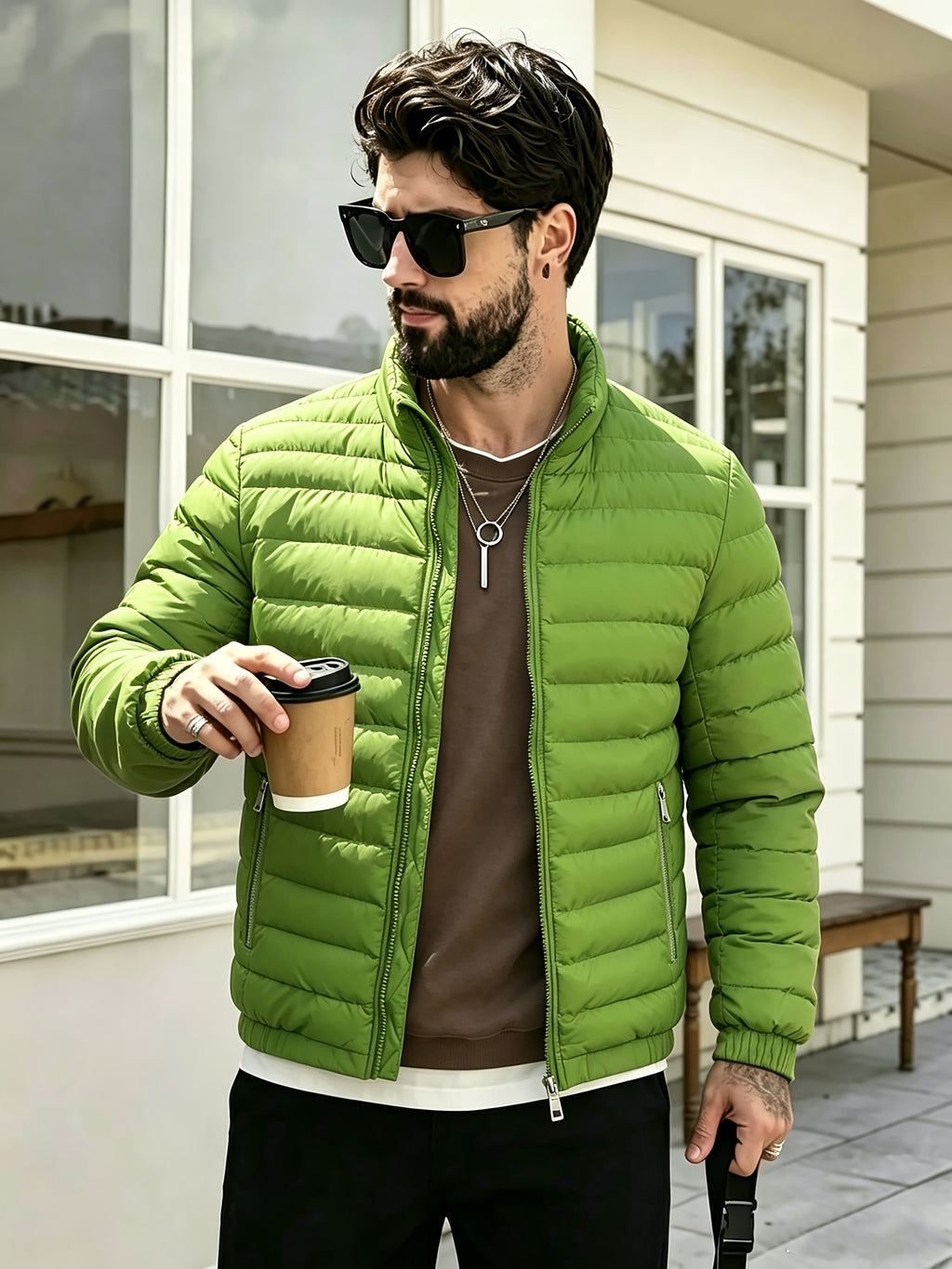 Veste pour homme, coupe-vent, à col montant