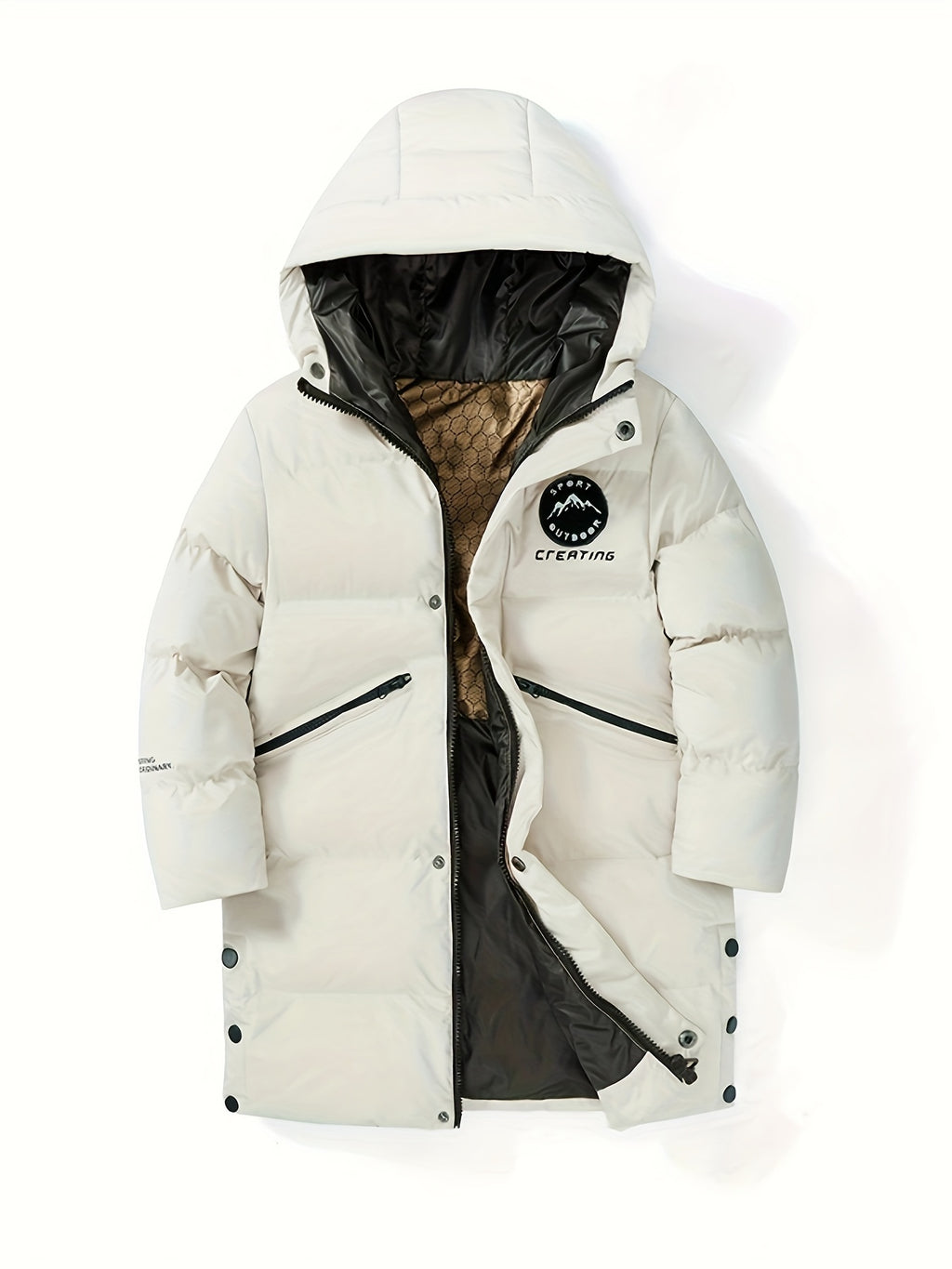 Veste long pour homme, à capuche, beige