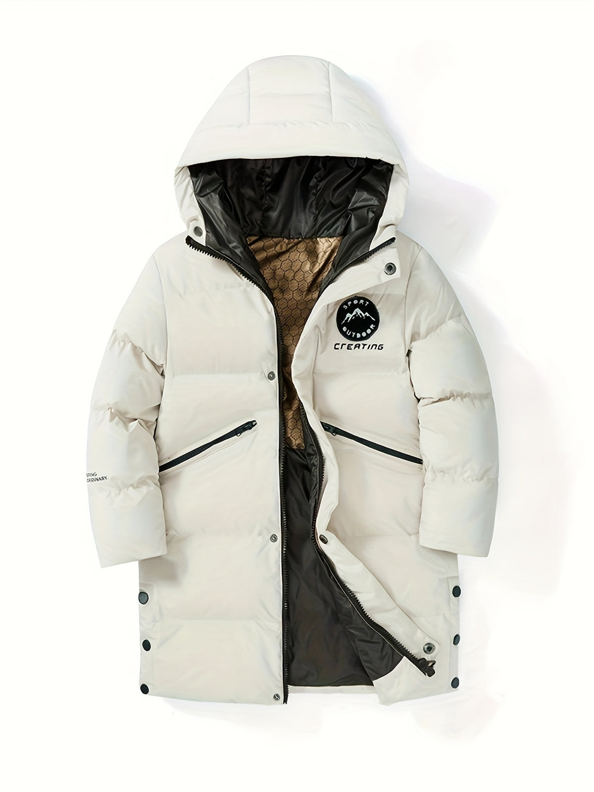 Veste long pour homme, à capuche, beige
