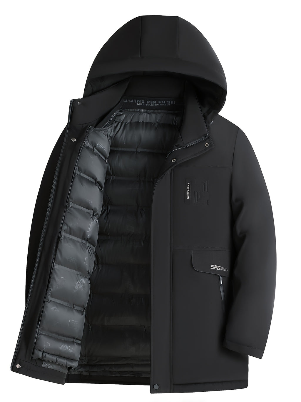 Veste long pour homme, à capuche, bleu
