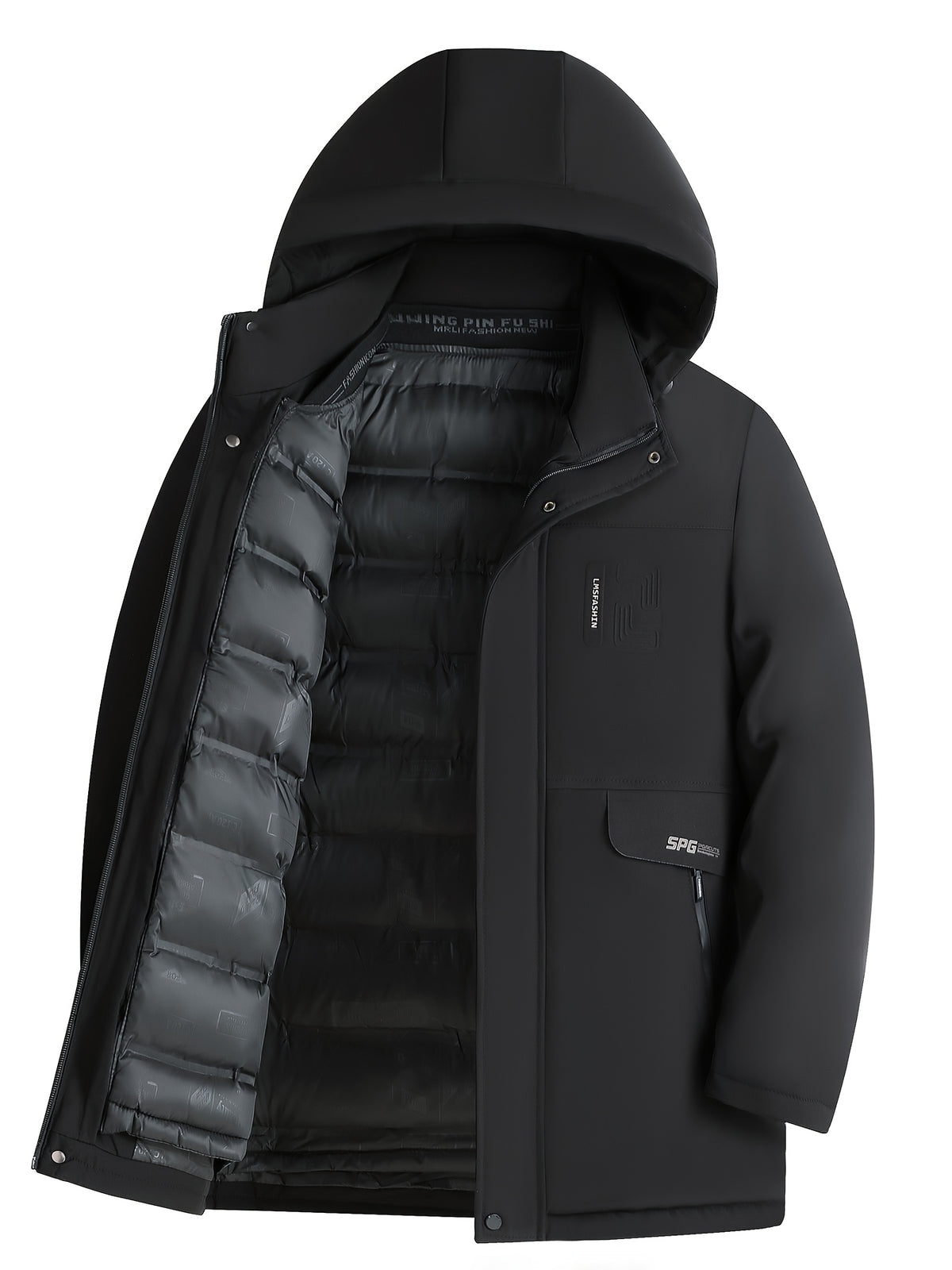 Veste long pour homme, à capuche, bleu