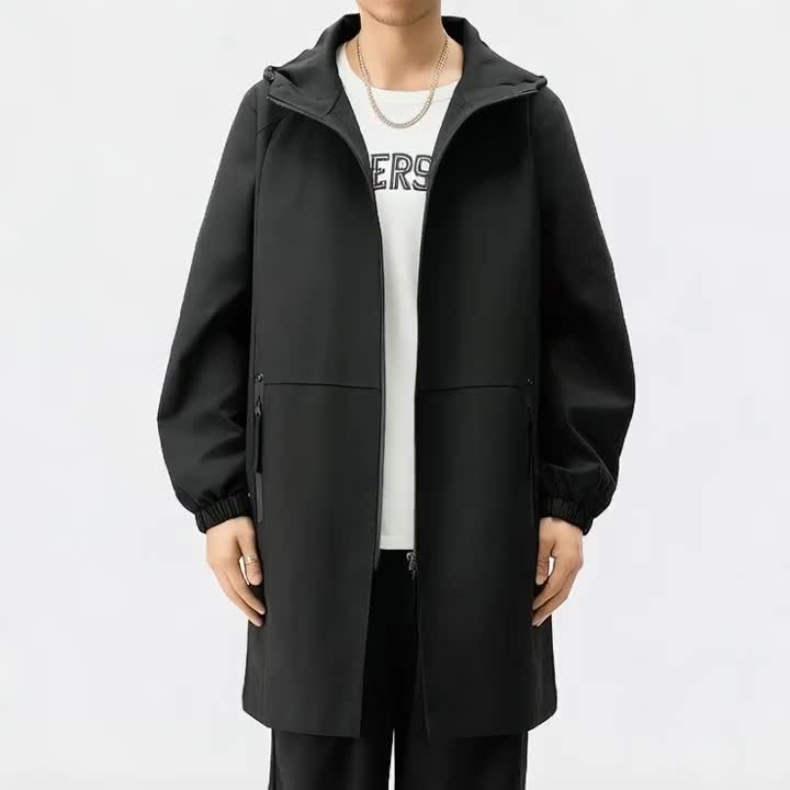 Veste pour homme, grandes tailles, à capuche, col montant