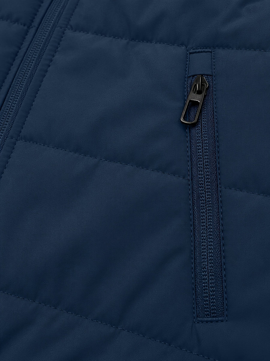 Veste matelassée, coupe-vent, à col montant, col montant, détail du vêtement