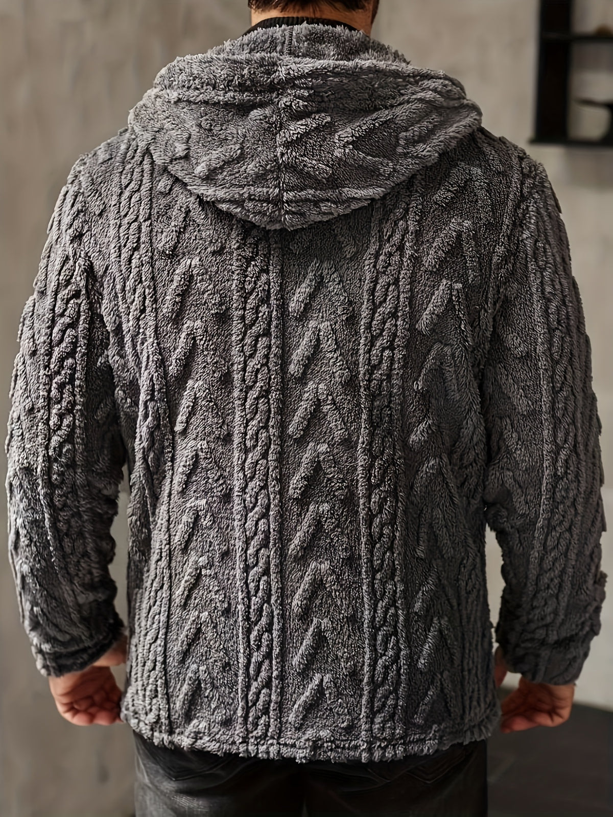 Veste en fausse fourrure pour homme, polaire, à capuche
