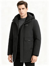 Parka matelassée longue, coupe-vent, à col montant