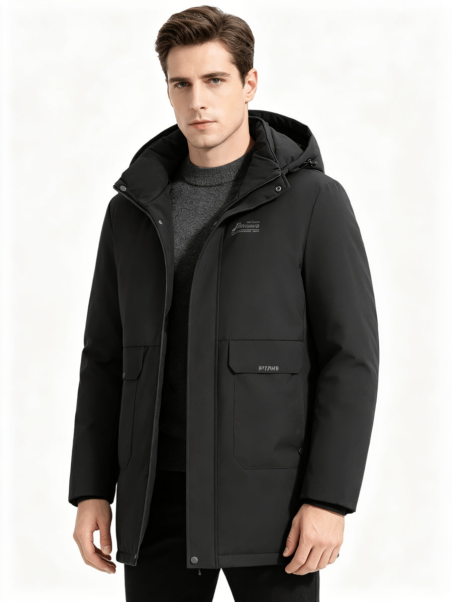 Parka matelassée longue, coupe-vent, à col montant