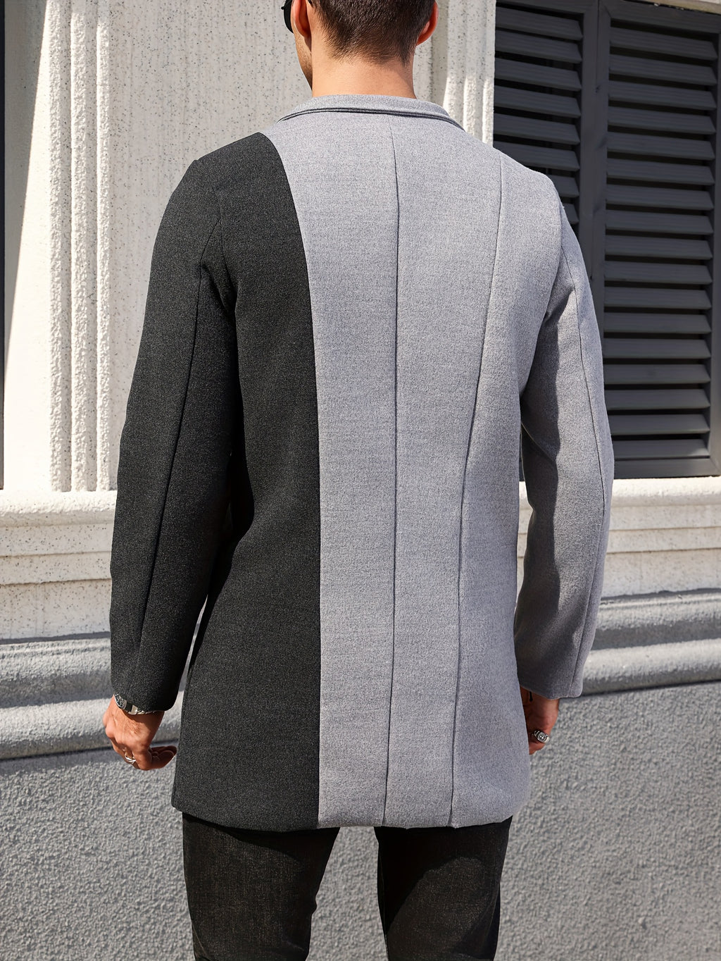 Manteau pour homme, tweed, à revers, col montant