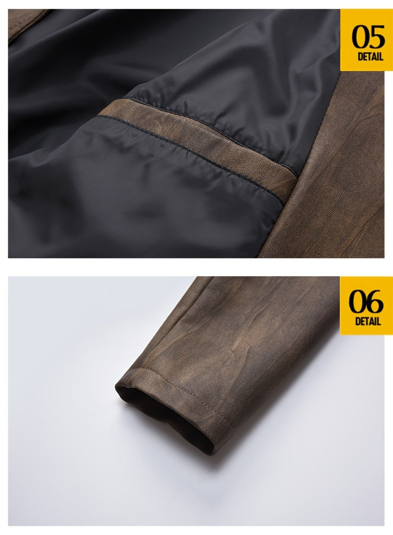 Manteau en cuir PU long, à revers, détail du vêtement