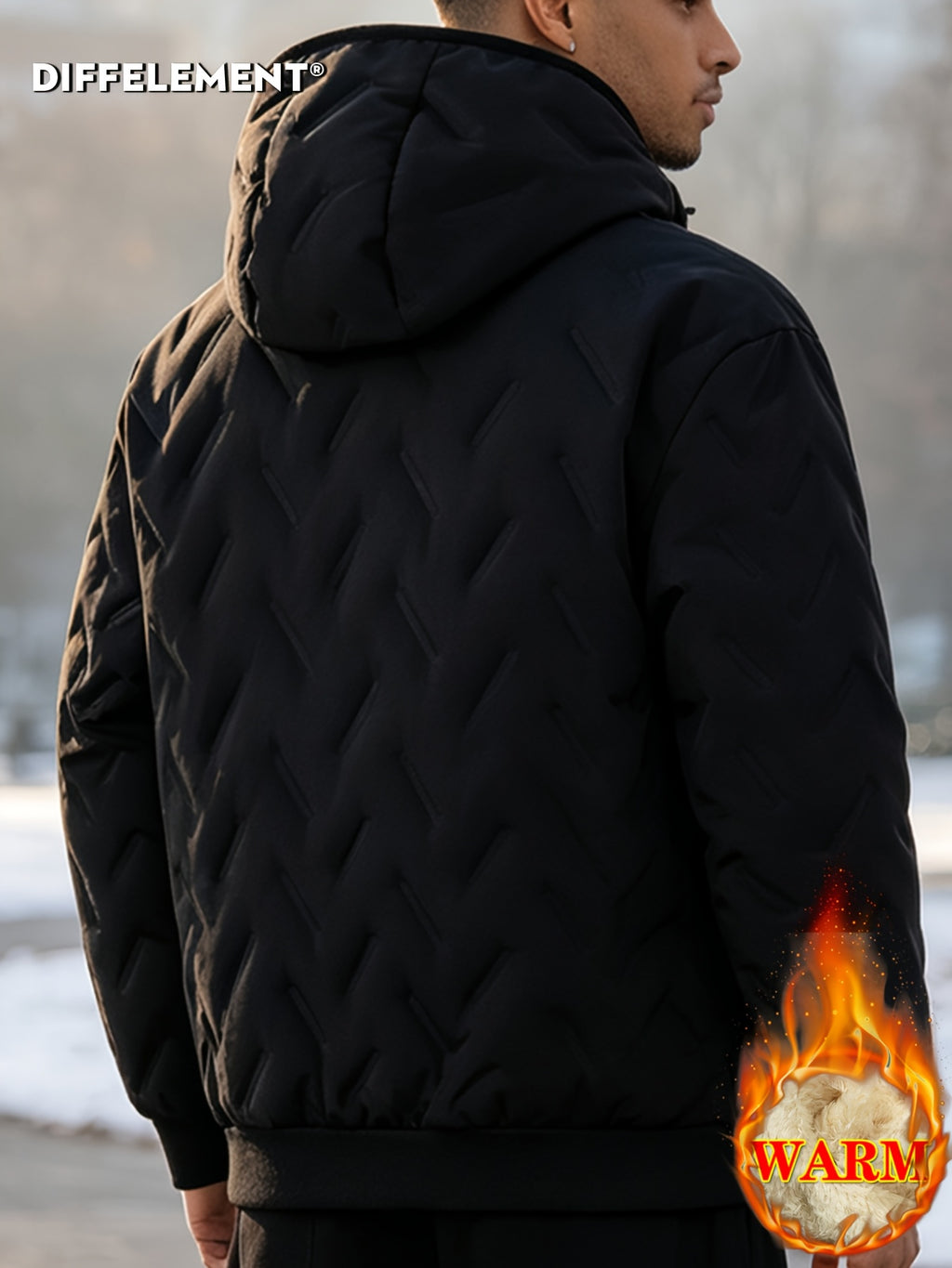 Veste matelassée pour homme, coupe-vent, à capuche, noir