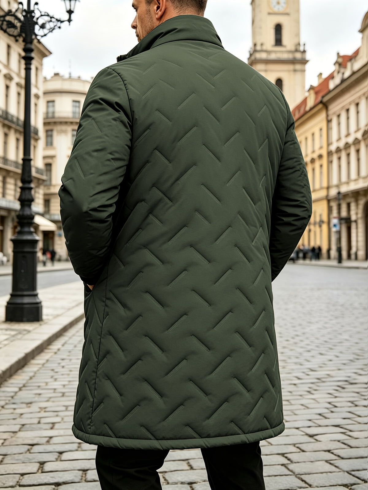 Parka long pour homme, polaire, à col montant
