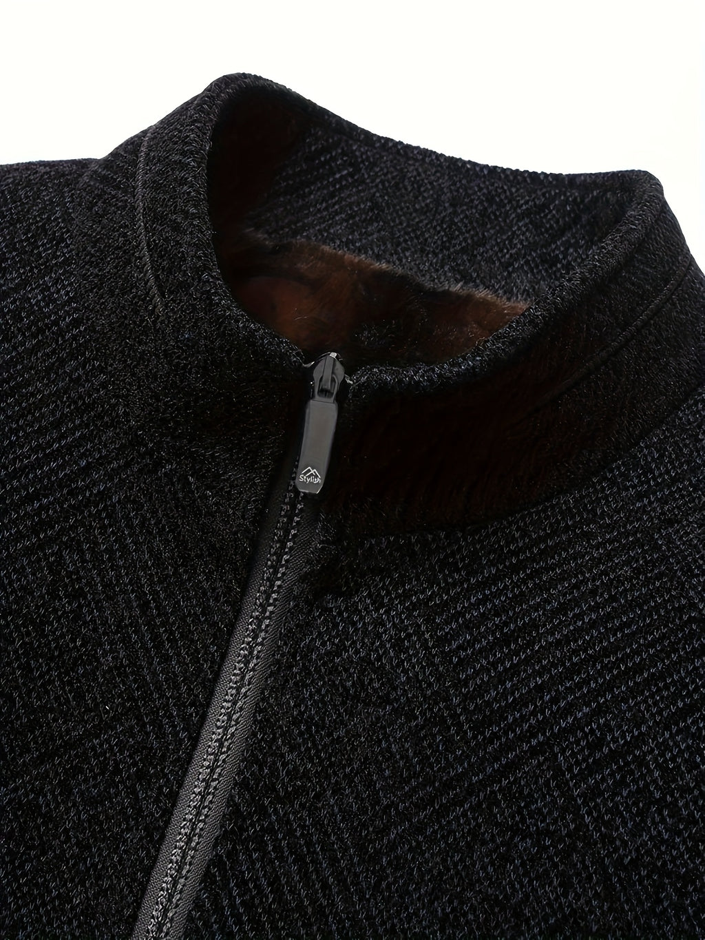 Veste longue, à col montant, noir, photo 4