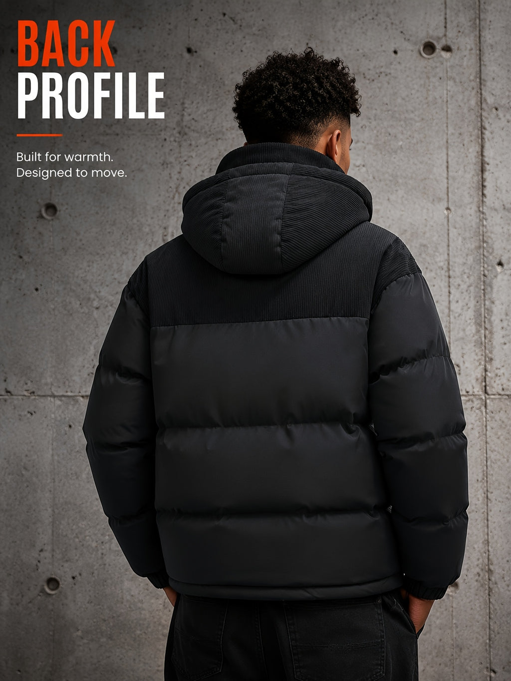 Manteau matelassé pour homme, velours côtelé, à capuche