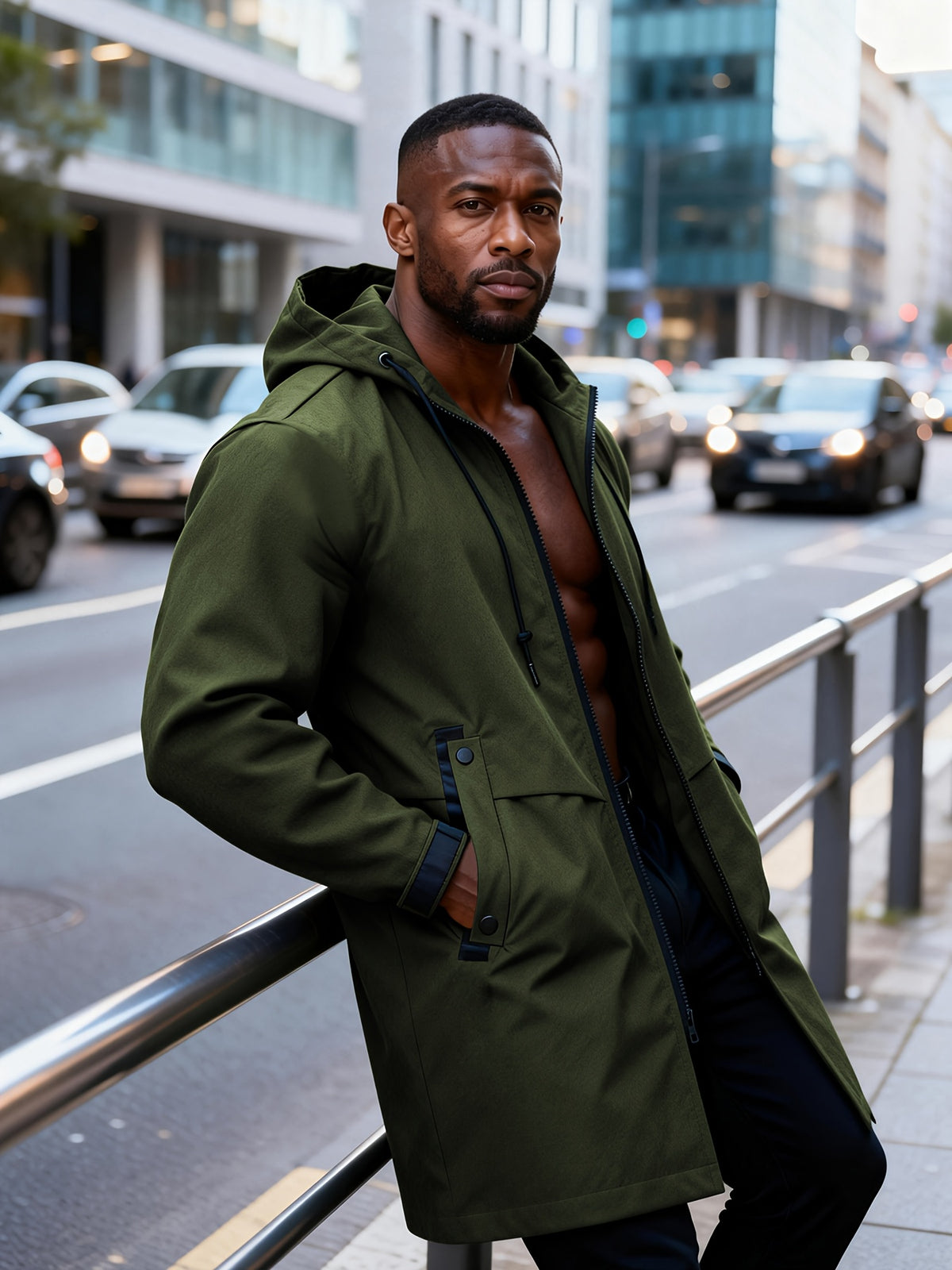 Veste pour homme, coupe-vent, à capuche, modele 4
