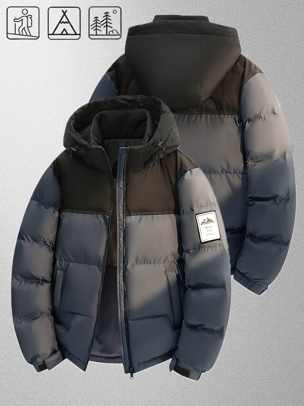 Veste matelassée pour homme, capuche amovible