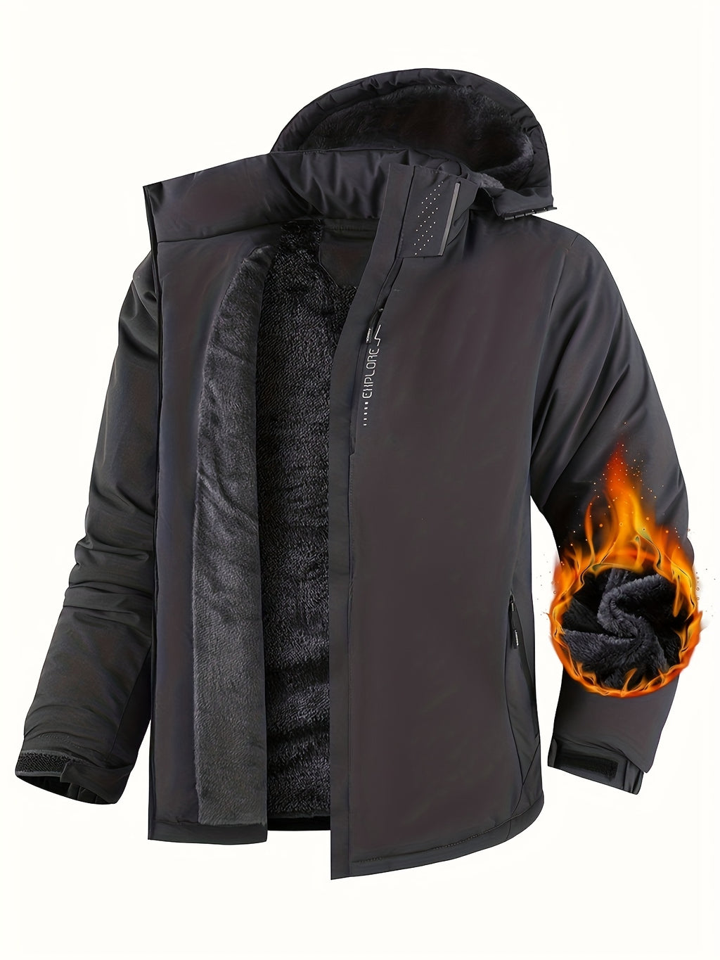 Veste matelassée pour homme, polaire, à capuche, gris foncé