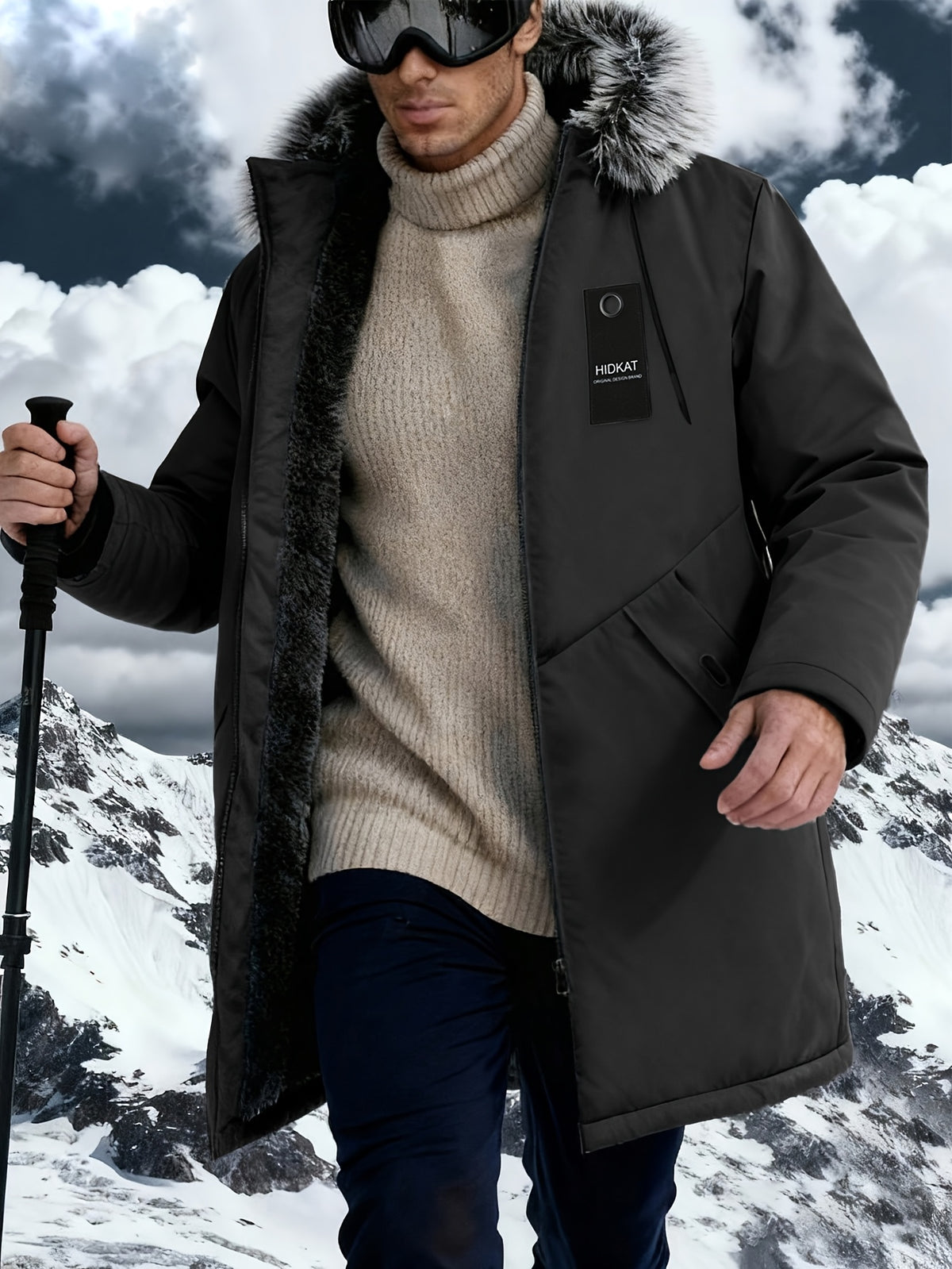 Manteau matelassé pour homme, à capuche, gris