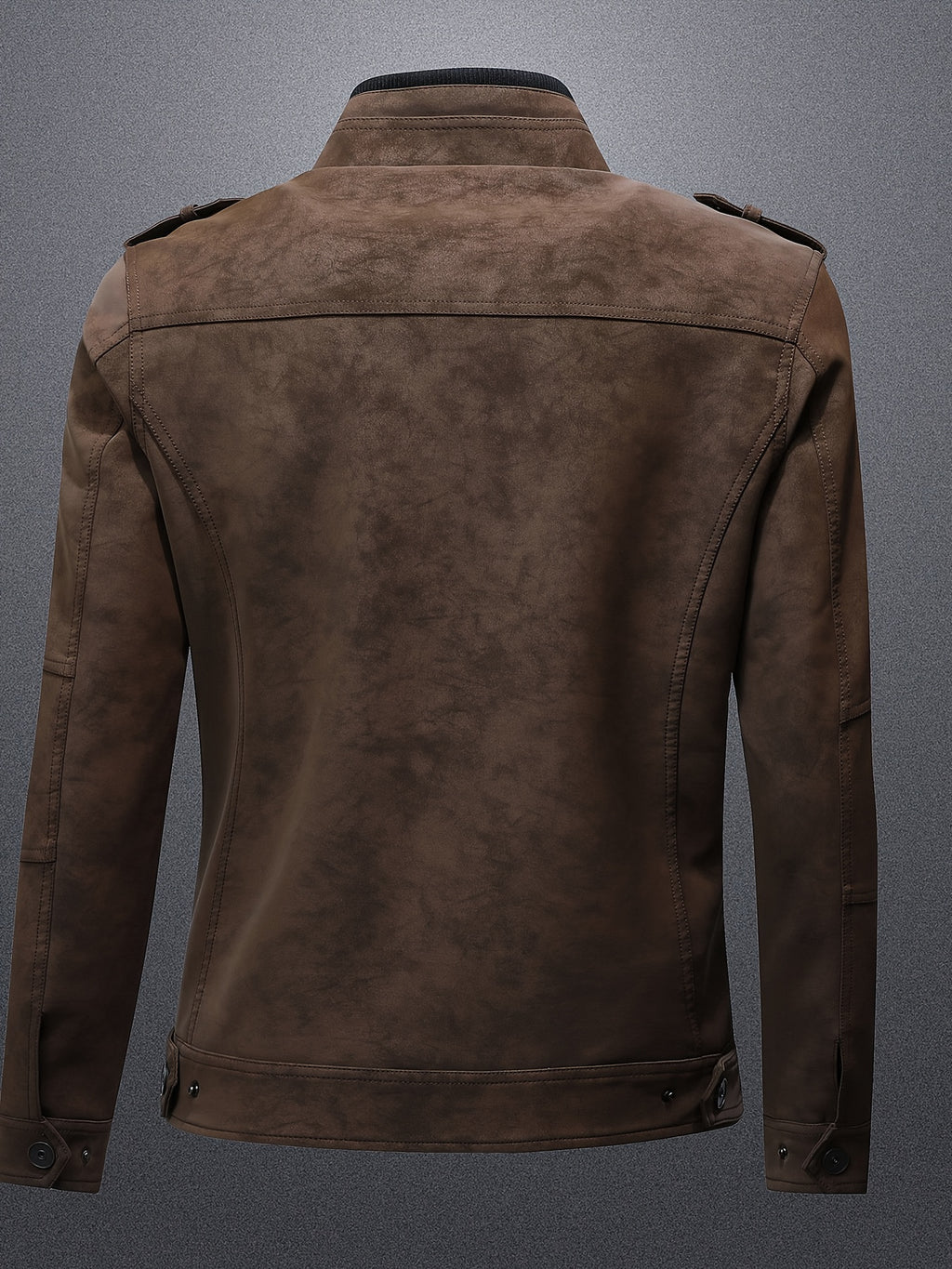 Veste en cuir PU, à col montant, noir, photo 8
