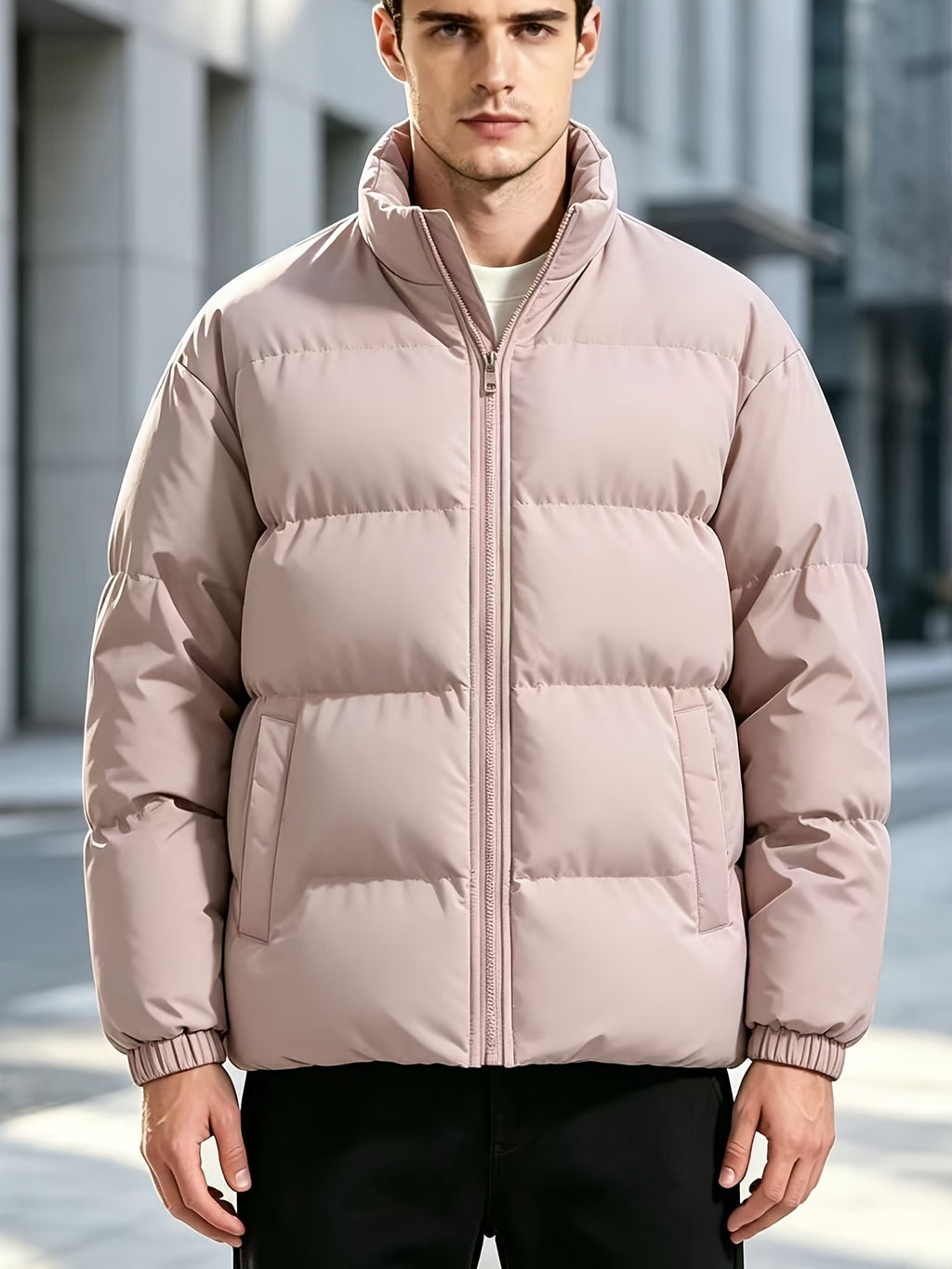 Veste pour homme, à col montant, noir
