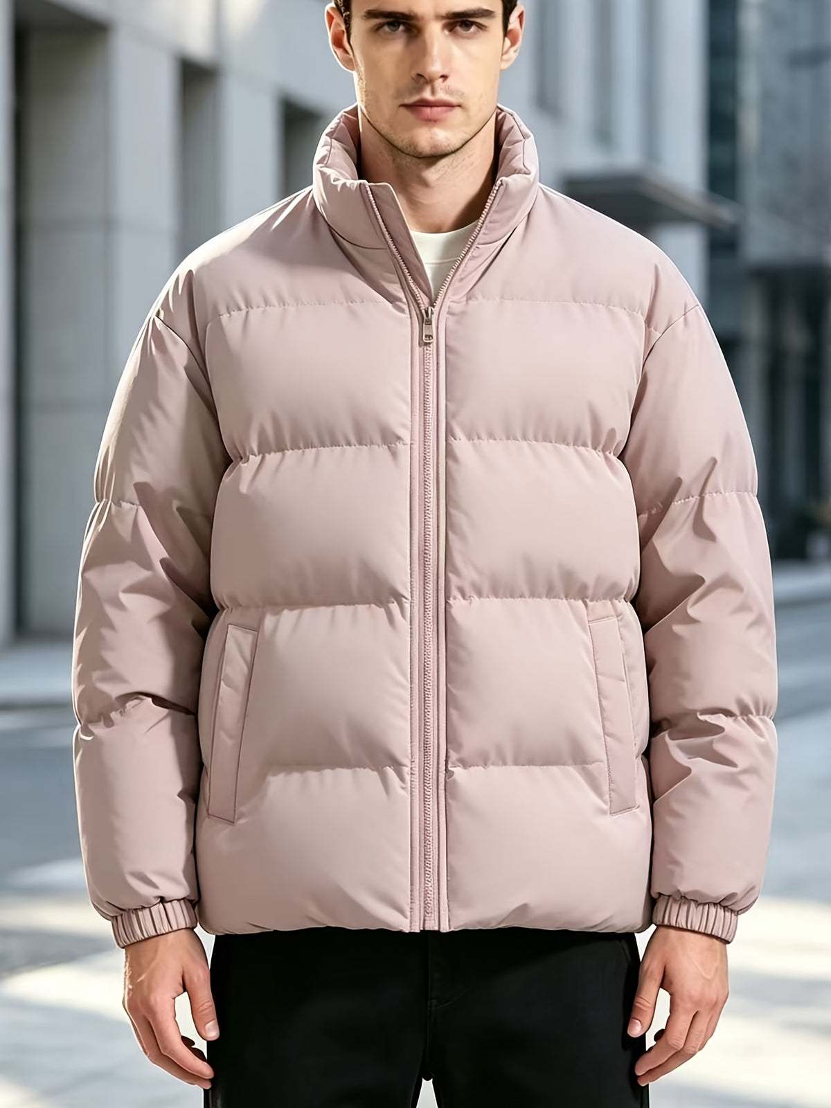 Veste pour homme, à col montant, noir