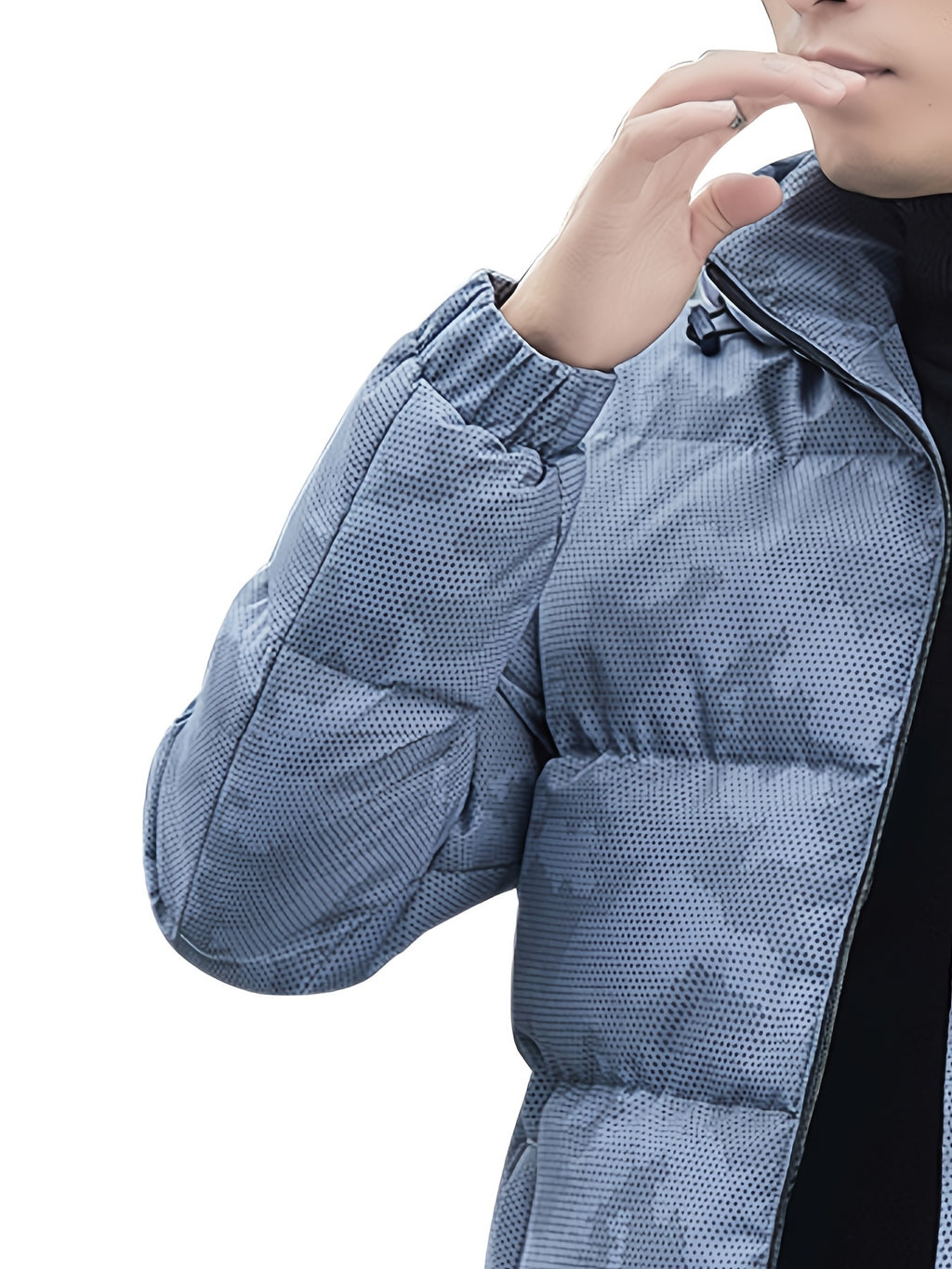 Manteau matelassé pour homme, coupe-vent, à capuche, bleu clair