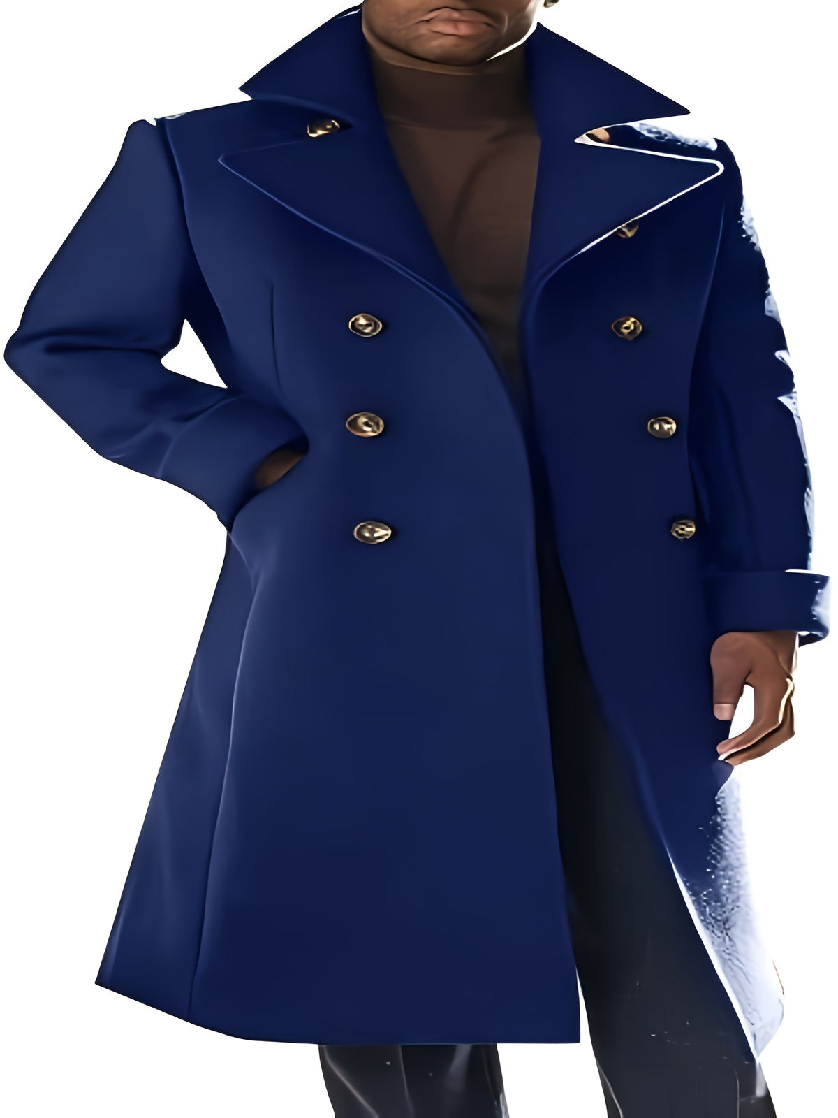 Manteau pour homme, à revers, brun jaunâtre