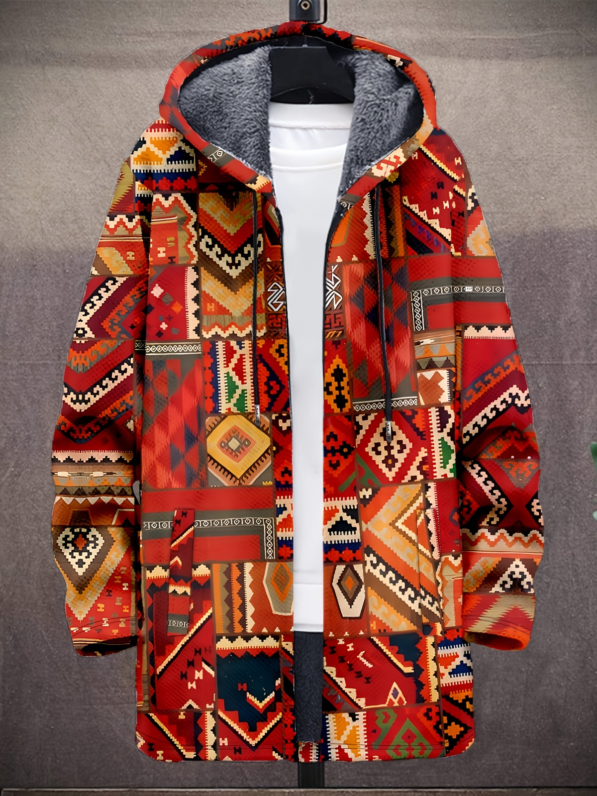 Manteau long pour homme, rouge
