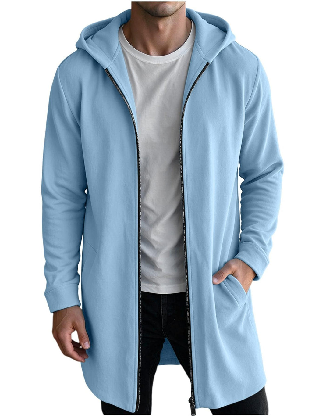 Veste long pour homme, à capuche, kaki