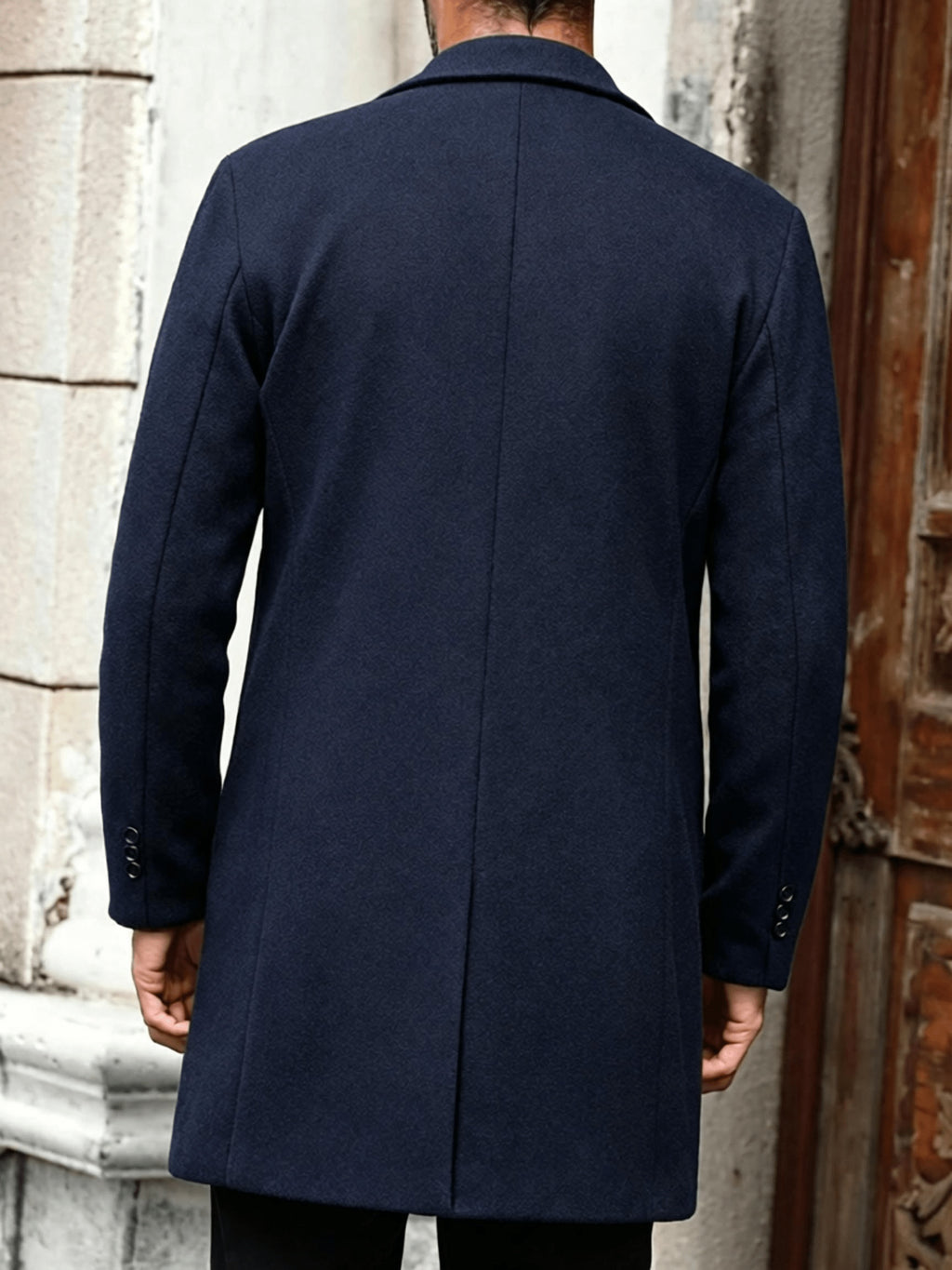 Trench long pour homme, 25 % laine, tweed