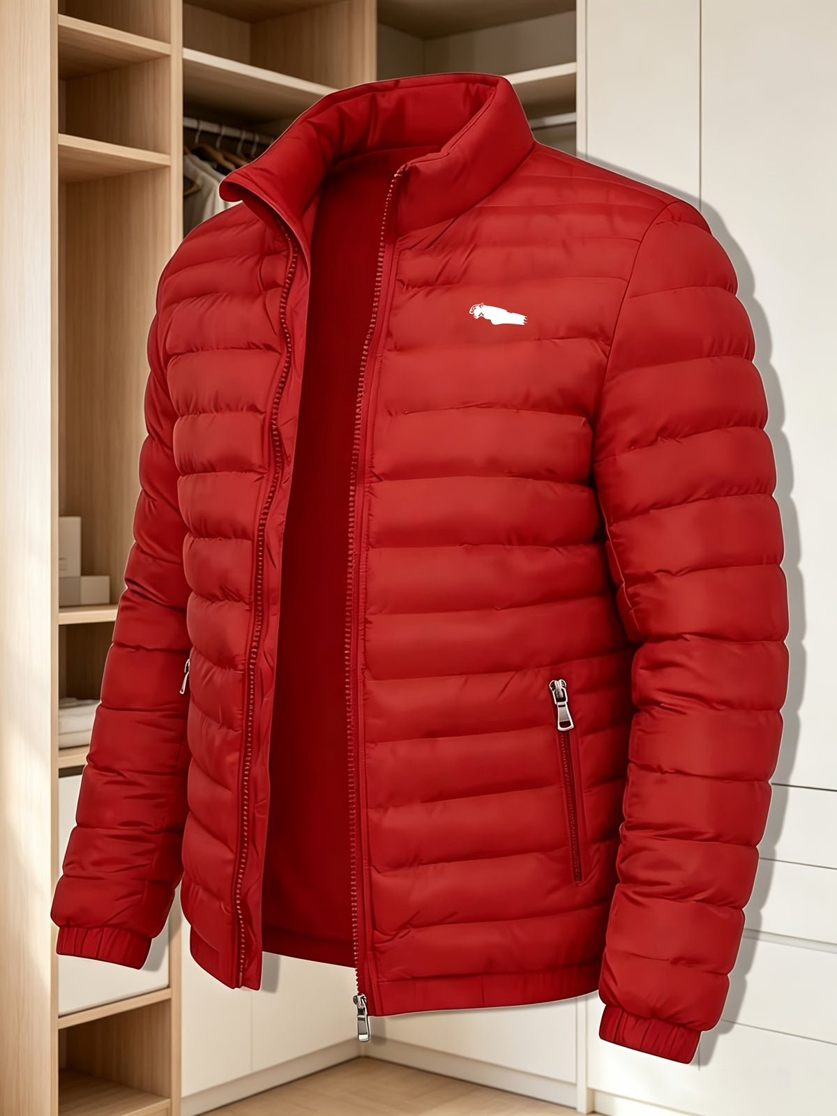 Manteau matelassé pour homme, à col montant, bleu ciel