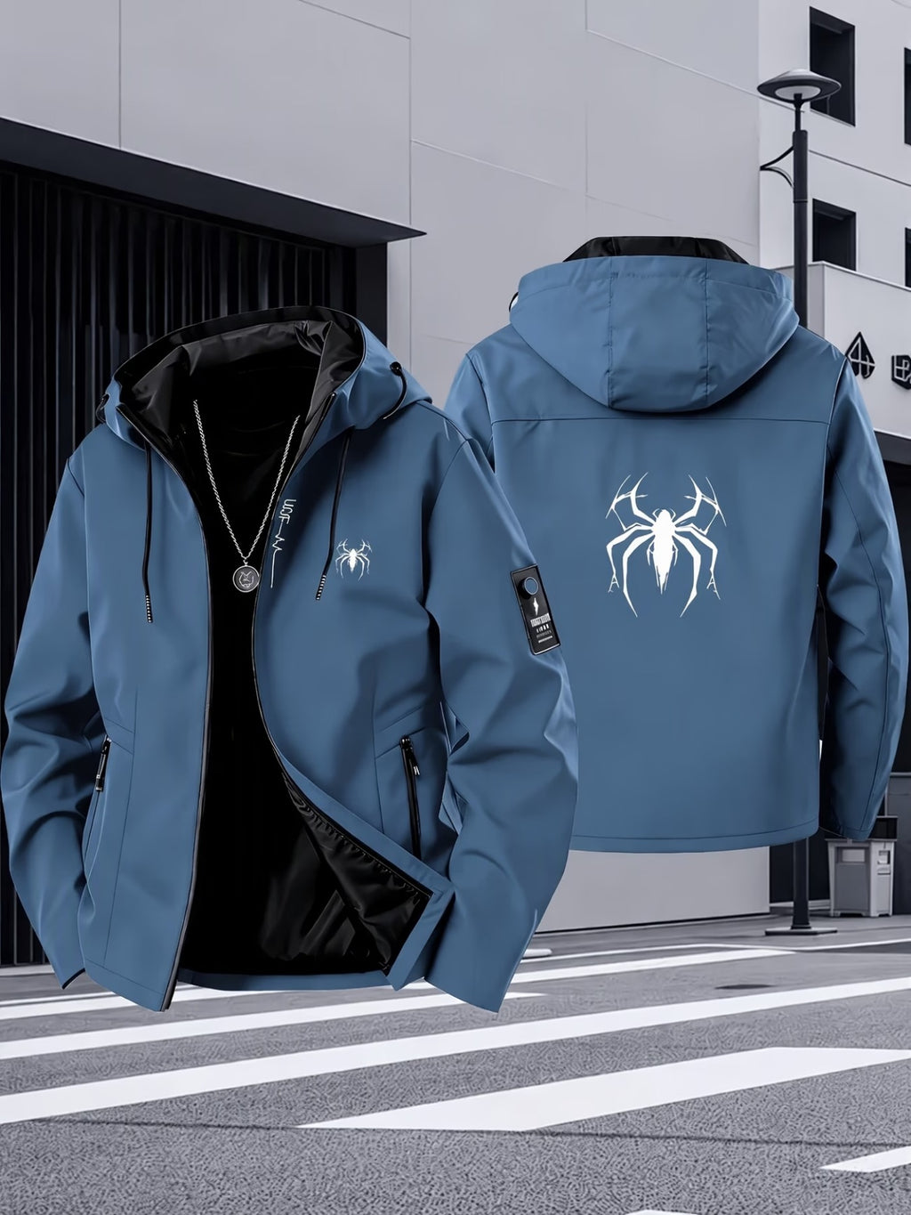 Veste pour homme, à capuche, bleu ciel