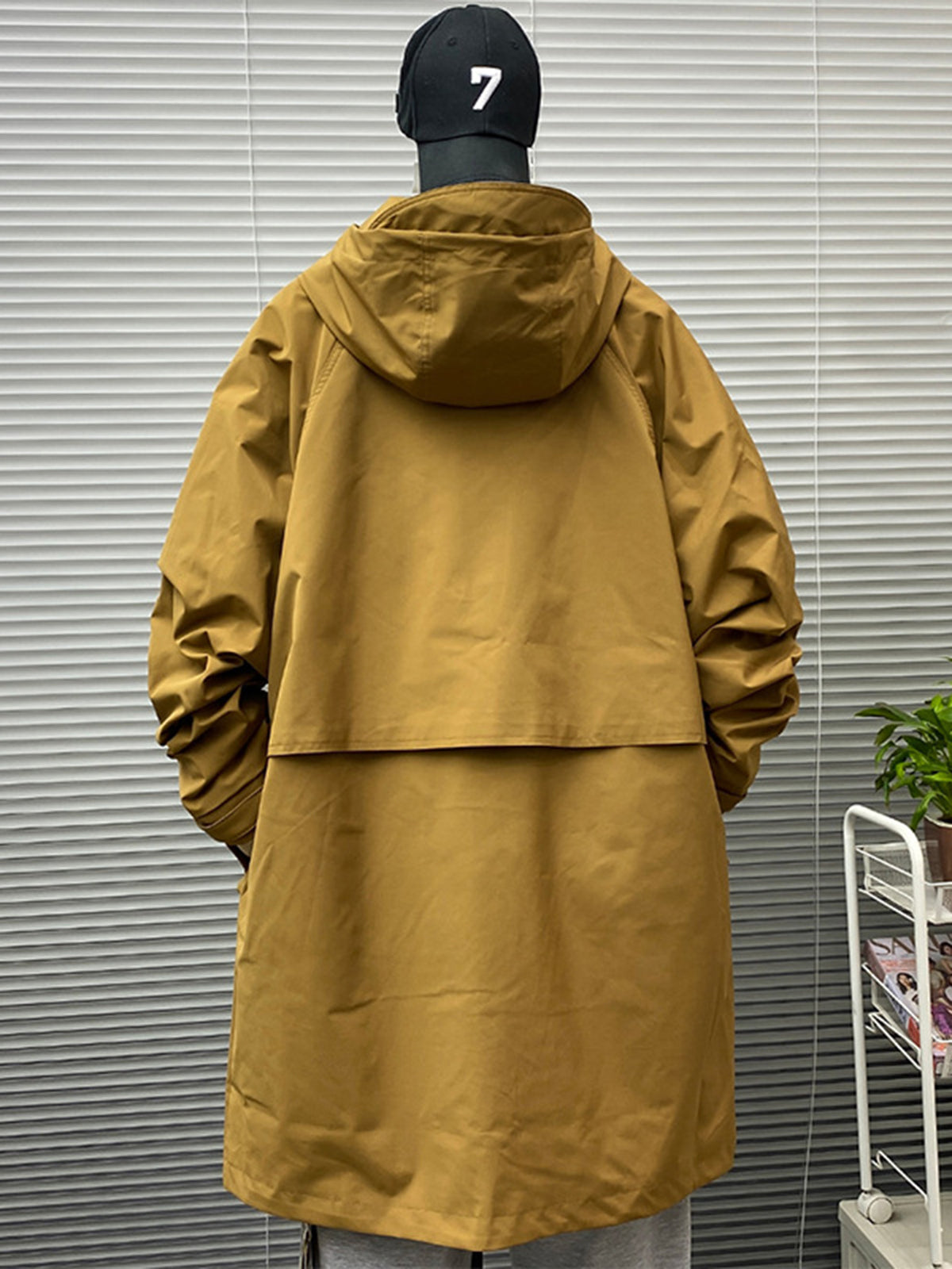 Veste pour homme, coupe-vent, à capuche, jaune