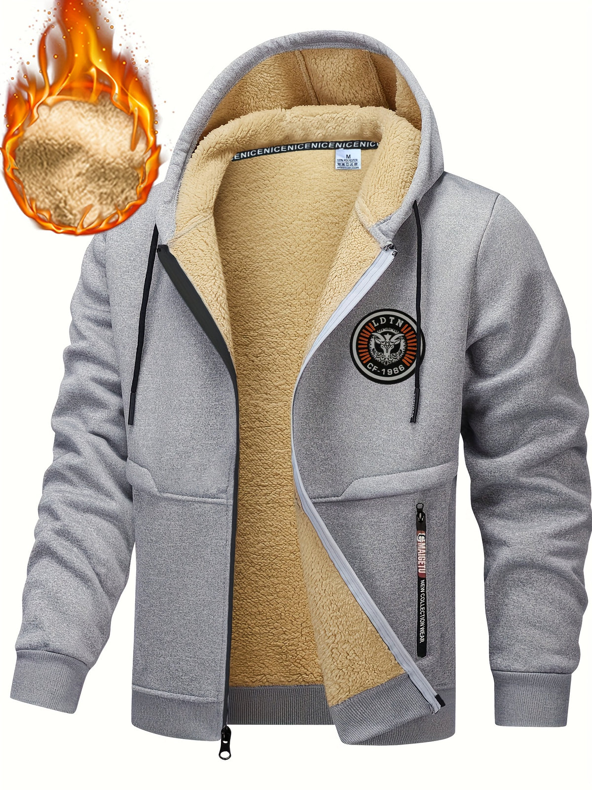 Veste pour homme, polaire, à capuche, 【rouge】
